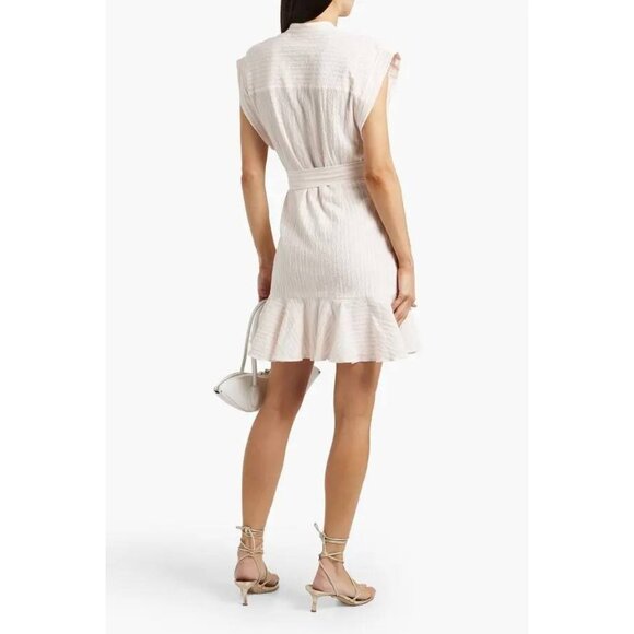 NWT Veronica Beard Avella Ruffled Striped Seersucker Mini Dress Size 12 - Picture 3 of 12